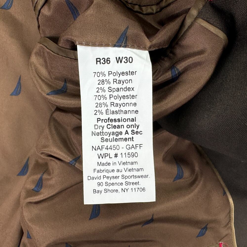 Nautica Mens 2-Piece Modern Fit Active Stretch Solid Suit Brown 36R 30W - Picture 7 of 14